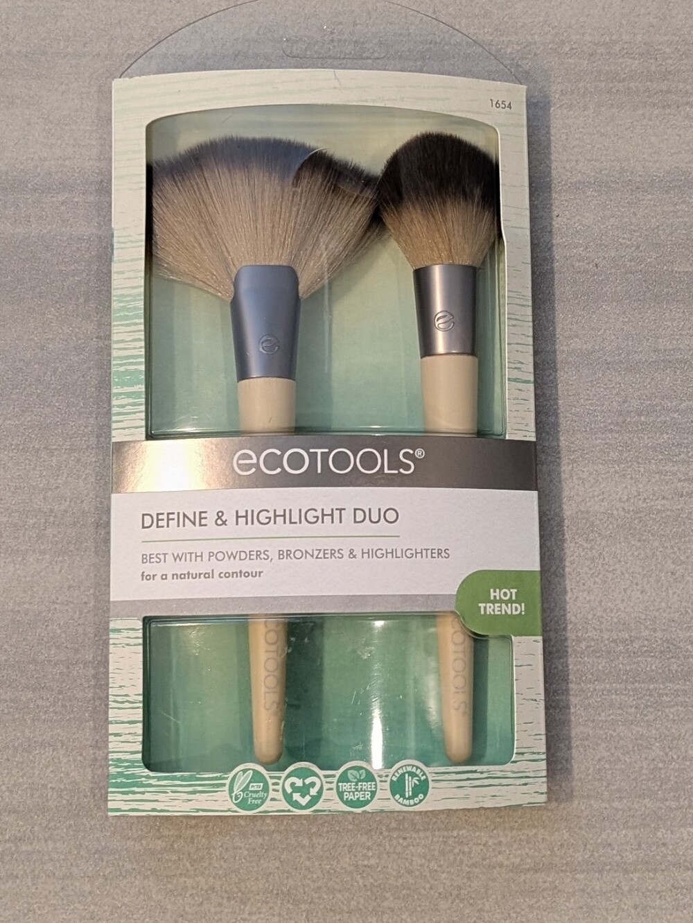 ecotools Duo Define & Highlight Brush Set - Teal and Natural Wood